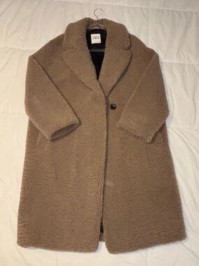 Zara Teddy Coat in Taupe Brown